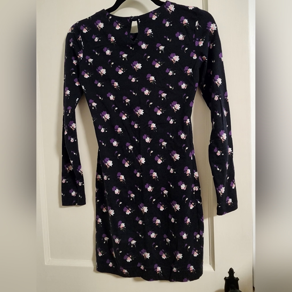 French Connection Black with Purple Floral Dress Women's Size US 0